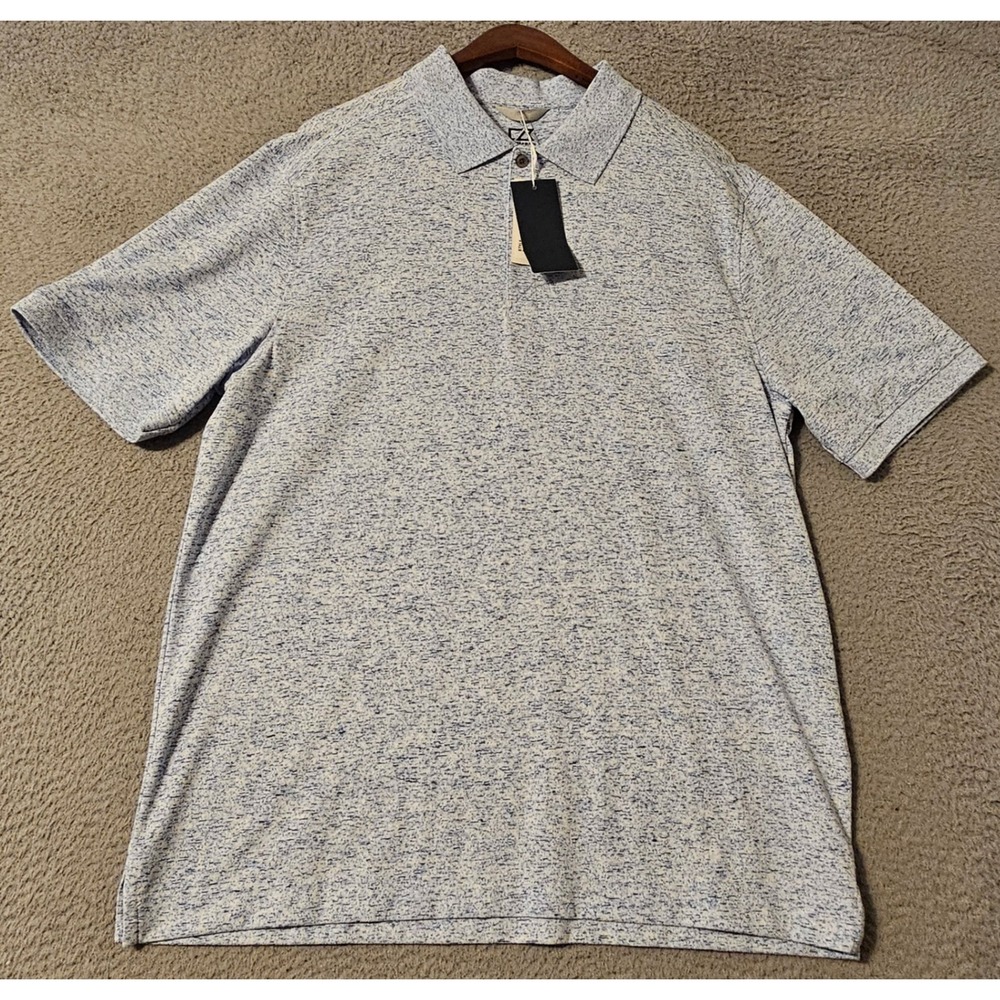 Cutter & Buck Mens DryTec Cotton+ Advantage Polo Shirt Blue Large MCK00117